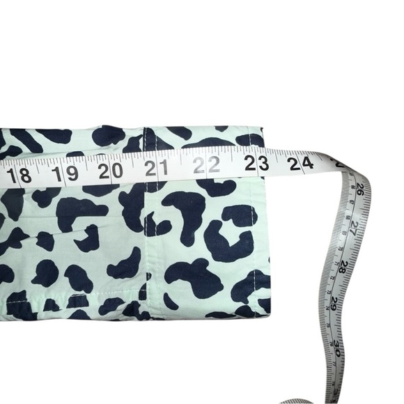 TALBOTS CLASSIC COTTON SHIRT - GRAPHIC CHEETAH Women’s Large - Mint Green/Navy - Picture 8 of 15